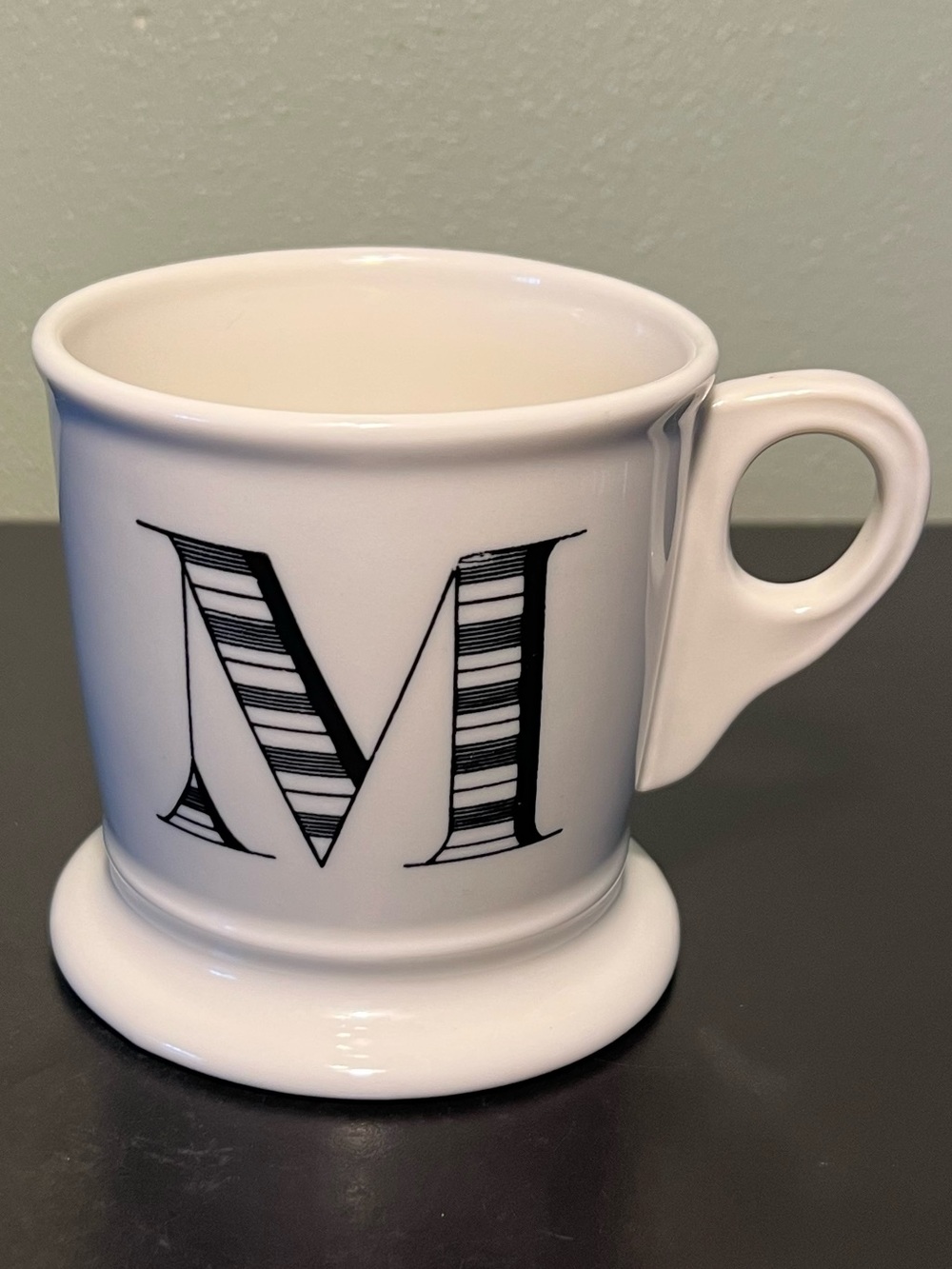 Anthropologie Monogram Letter M Initial Shaving Pedestal Coffee Mug 14oz Cup - Picture 7 of 10